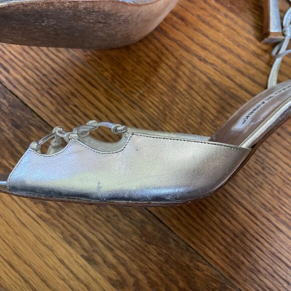 Manolo Blahnik Silver Strappy Sandals, Size 39.5 EU - Picture 12 of 16